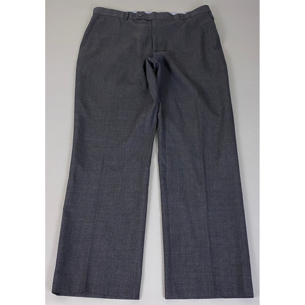 Nautica Dress Pants Mens 38x32 Gray Wool Blend Flat Front Straight Leg *Flawed*